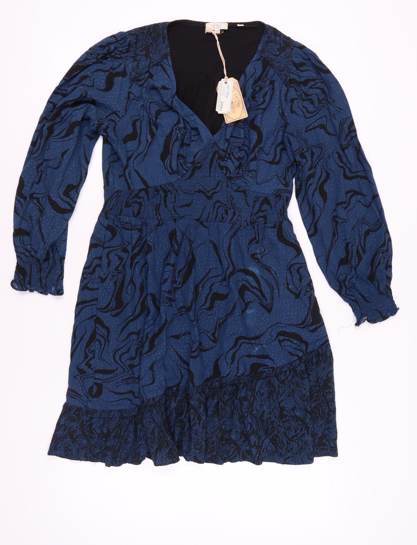 Fat Face Women's Blue V-Neck Dress Size 12