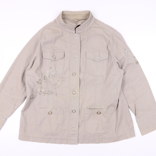 New Look Women's Beige Embroidered Military Jacket Size 24