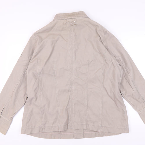 New Look Women's Beige Embroidered Military Jacket Size 24