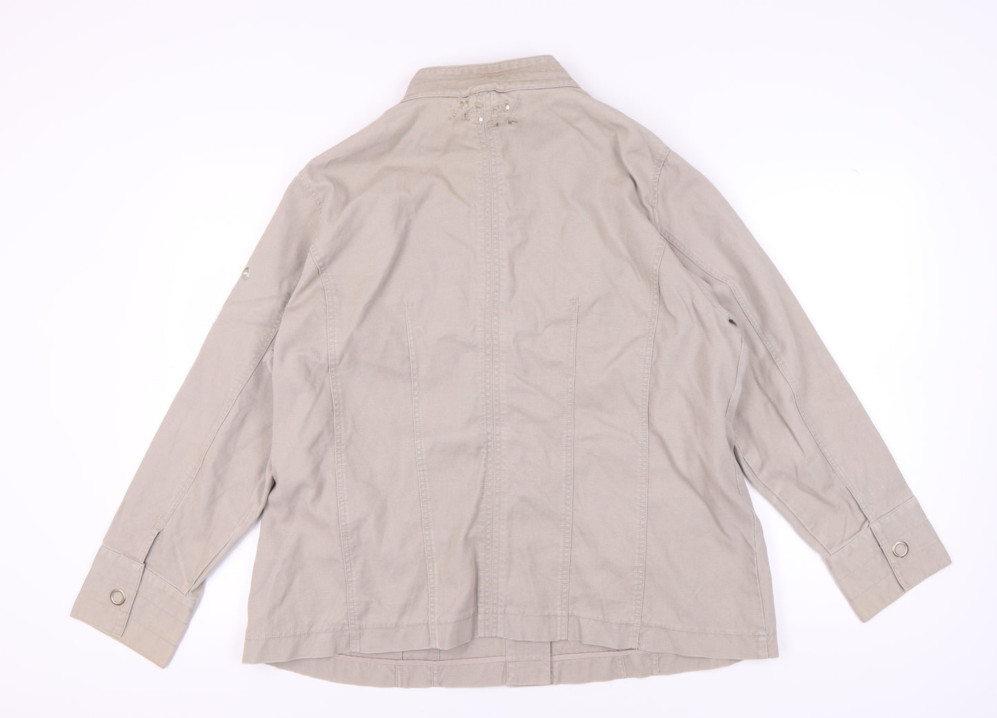 New Look Women's Beige Embroidered Military Jacket Size 24
