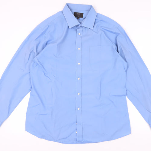 Marks & Spencer Men's Blue Slim Fit Dress Shirt 18''