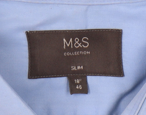 Marks & Spencer Men's Blue Slim Fit Dress Shirt 18''