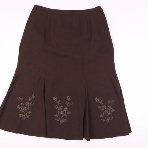 Eastex Women's Brown Floral Embroidered Skirt Size 18
