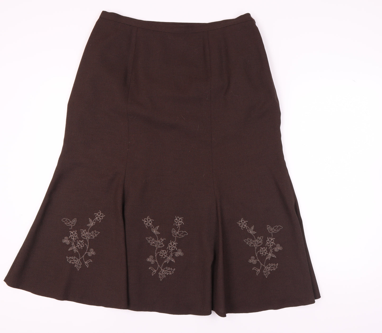 Eastex Women's Brown Floral Embroidered Skirt Size 18