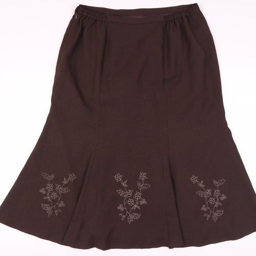 Eastex Women's Brown Floral Embroidered Skirt Size 18