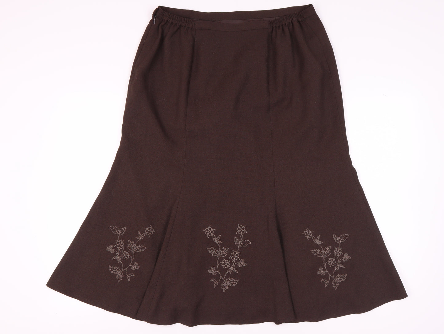 Eastex Women's Brown Floral Embroidered Skirt Size 18