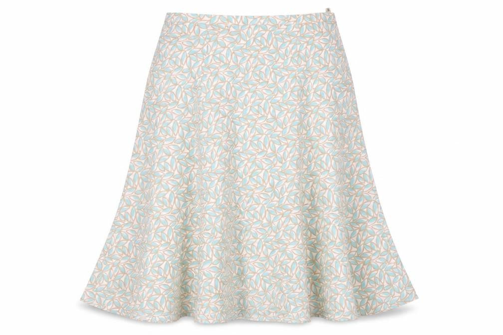 Front view of Eastex Women's Multicoloured Geometric Flare Midi Skirt, size 18
