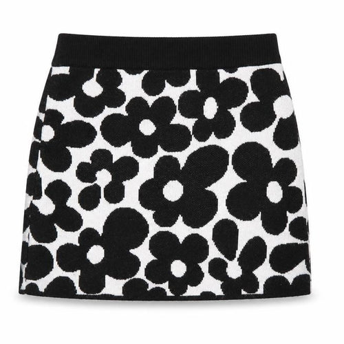 H&M Women's Black & White Floral Mini Skirt, XS