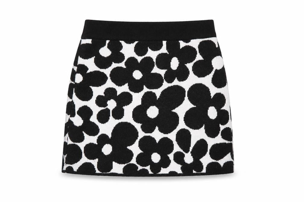 H&M Women's Black & White Floral Mini Skirt, XS