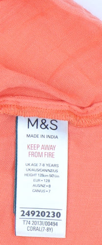 Marks and Spencer Orange Sleeveless Blouse for Girls 7-8 Years