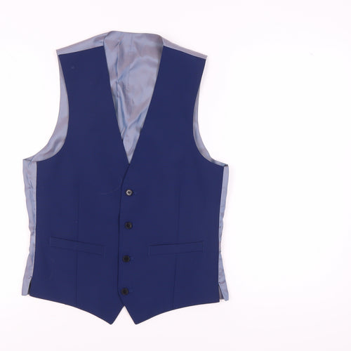 French Connection Men's Blue Waistcoat, Size 38, Regular Fit