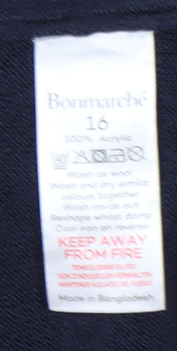 Bonmarché Women's Blue High Neck Jumper Size 16