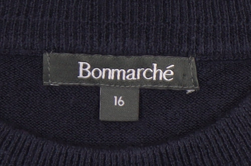 Bonmarché Women's Blue High Neck Jumper Size 16