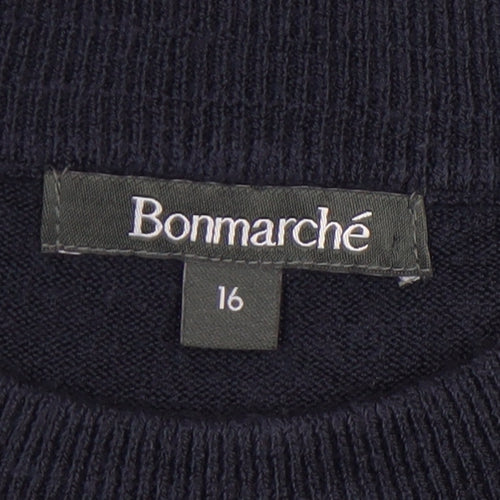 Bonmarché Women's Blue High Neck Jumper Size 16
