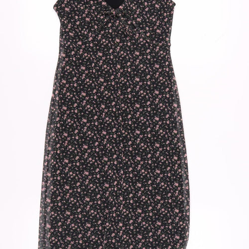 Lipsy Womens Black Floral Midi Sheath Dress, S