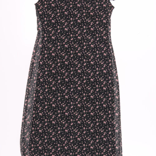 Lipsy Womens Black Floral Midi Sheath Dress, S