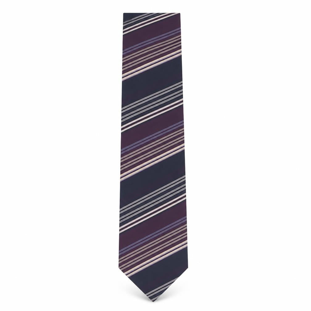 Front view of Classics by Greenwoods Men's Purple Striped Tie Polyester