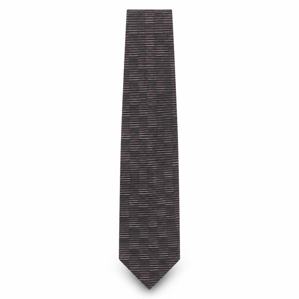 Front view of Burton Men's Black Striped Tie, One Size, Excellent
