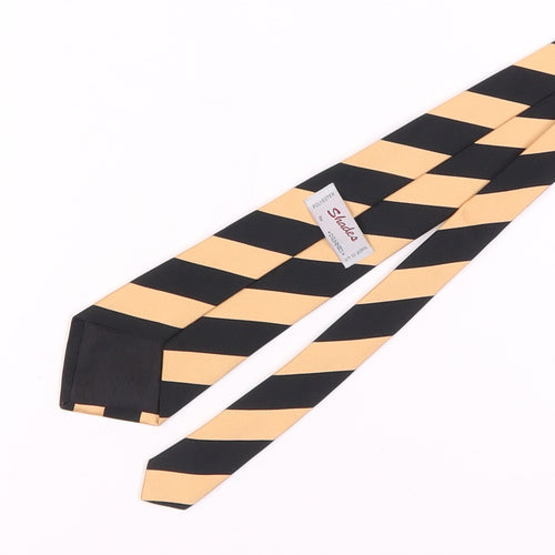 Shades by Dennes Men's Black & Gold Striped Tie