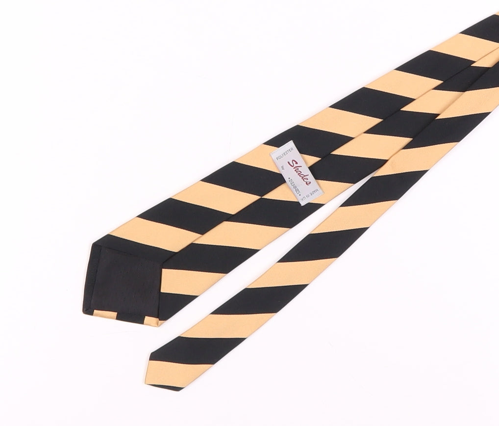 Shades by Dennes Men's Black & Gold Striped Tie