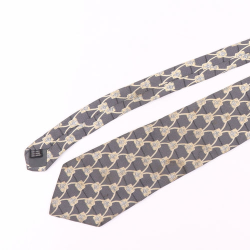 Pure Silk Men's Grey Geometric Designer Tie