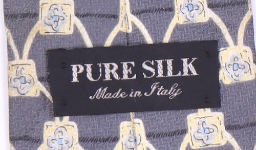 Pure Silk Men's Grey Geometric Designer Tie