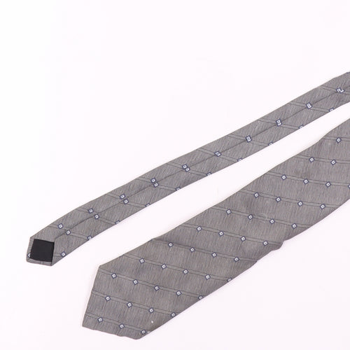 Men's Grey Silk Geometric Pattern Tie, One Size