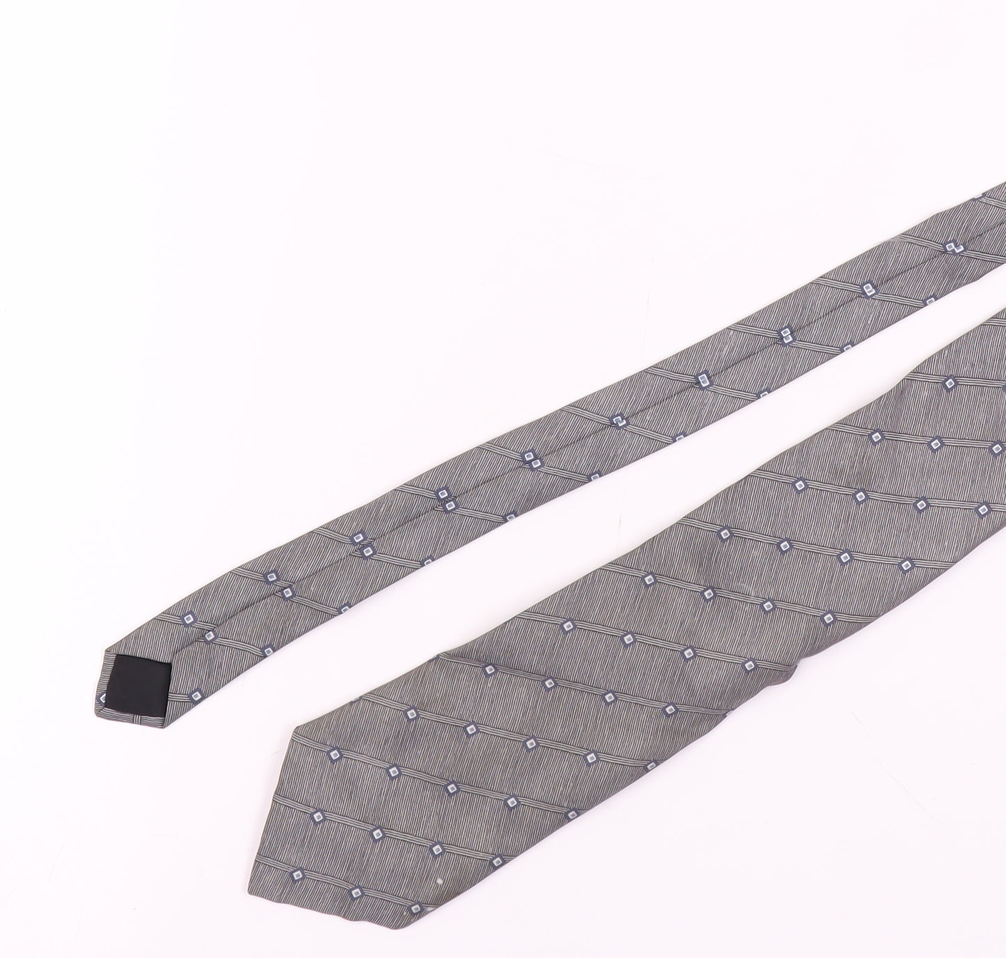 Men's Grey Silk Geometric Pattern Tie, One Size