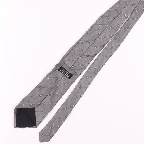 Men's Grey Silk Geometric Pattern Tie, One Size
