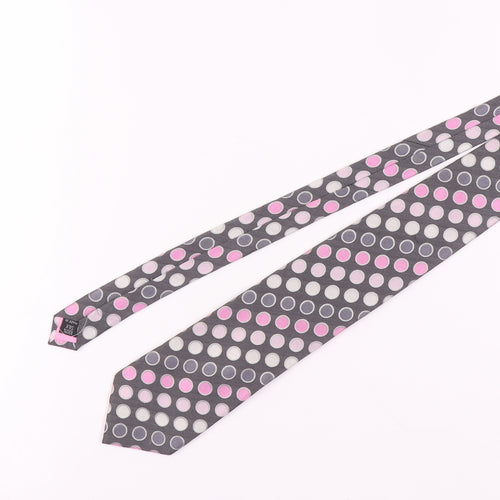 Thomas Nash Men's Grey Polka Dot Silk Tie