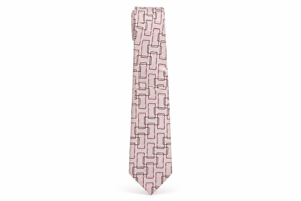 Front view of Michelsons Men's Multicoloured Geometric Silk Tie