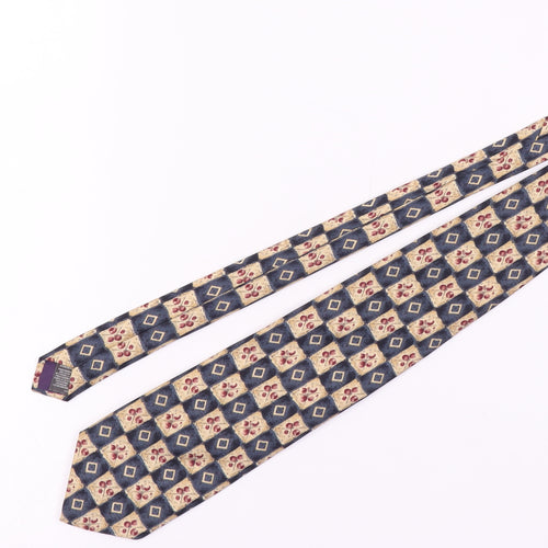 Marks and Spencer Men's Beige Blue Silk Geometric Tie