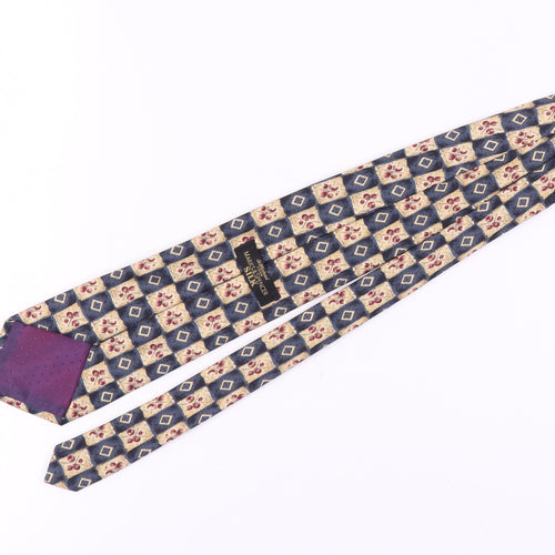 Marks and Spencer Men's Beige Blue Silk Geometric Tie