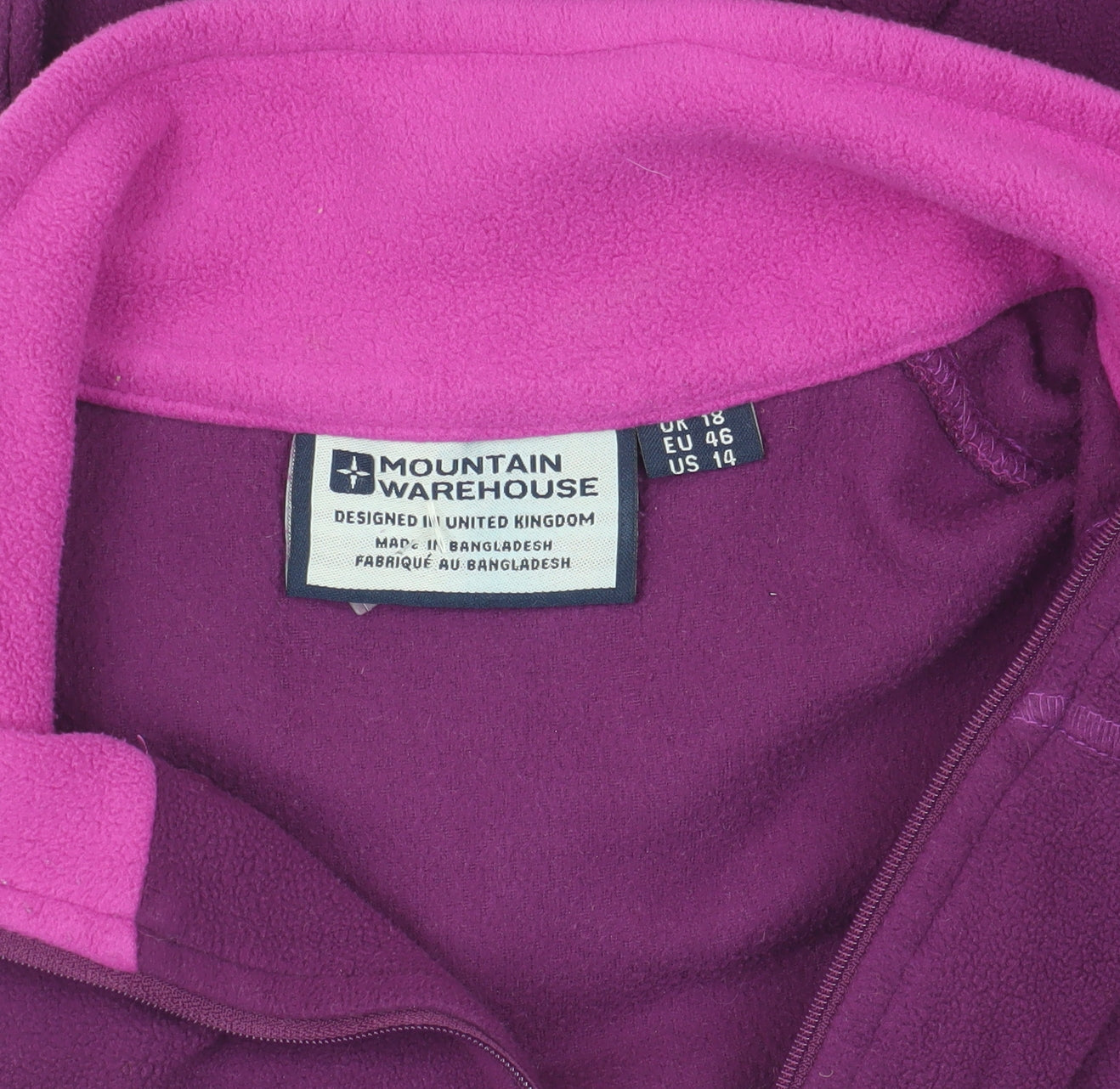 Mountain Warehouse Women's Purple Fleece Jacket Size 18