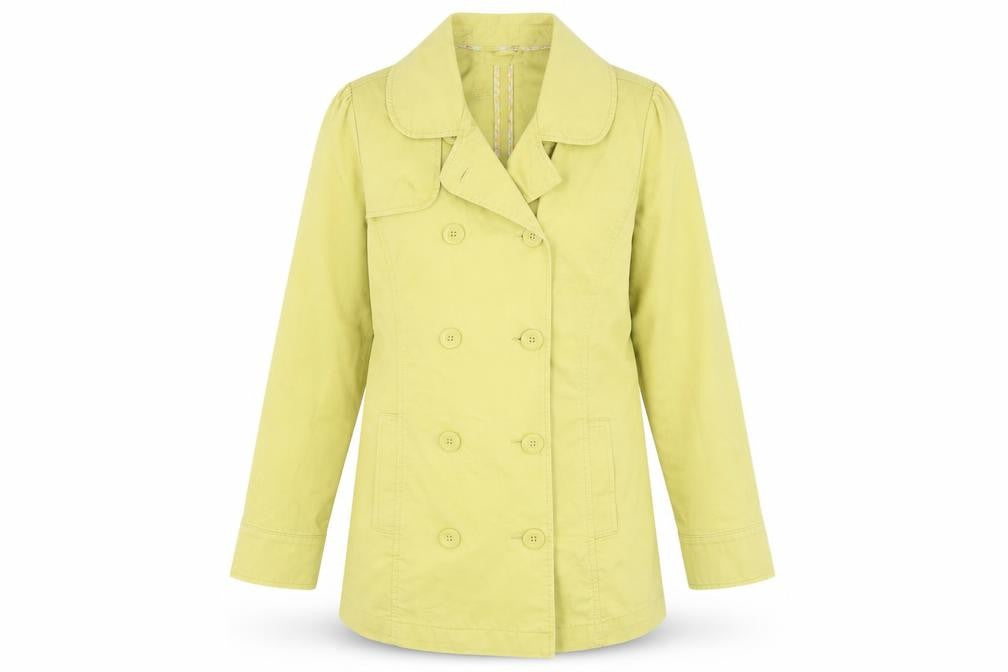 Front view of Next girls’ green trench coat 16 years double-breasted