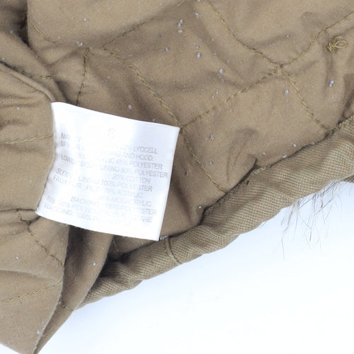 Linea Women's Brown Parka Jacket with Fur Trim, Size 8