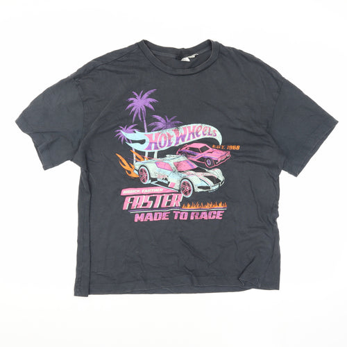 H&M Women's Black Graphic T-Shirt S Cars Retro