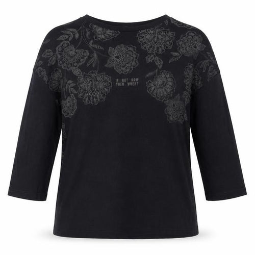 Stradivarius Women’s Black Floral T-Shirt - Size S