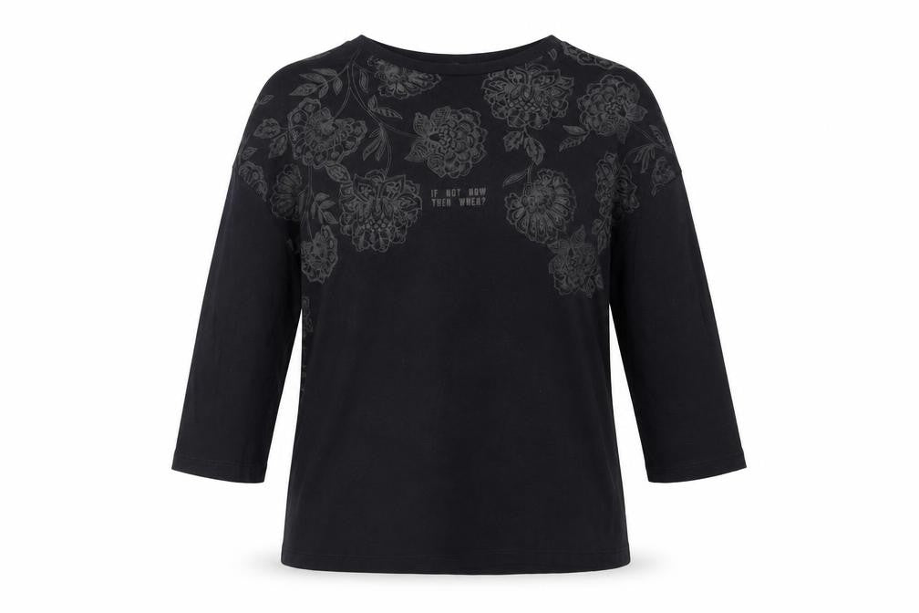 Stradivarius Women’s Black Floral T-Shirt - Size S