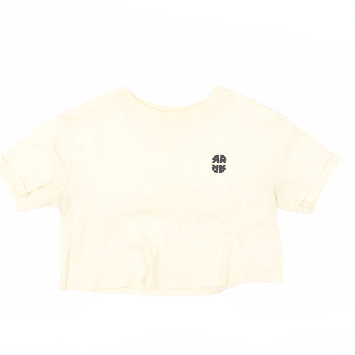 River Island Women's Beige Cropped T-Shirt Size 10