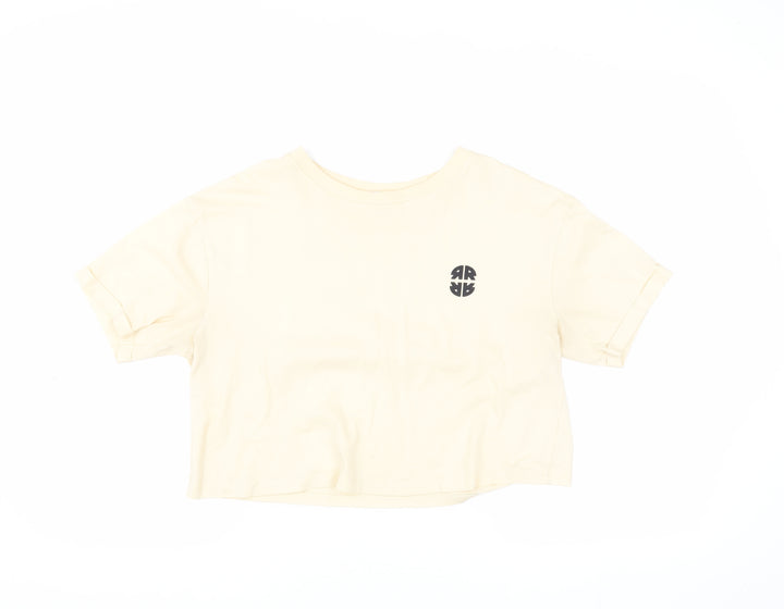 River Island Women's Beige Cropped T-Shirt Size 10