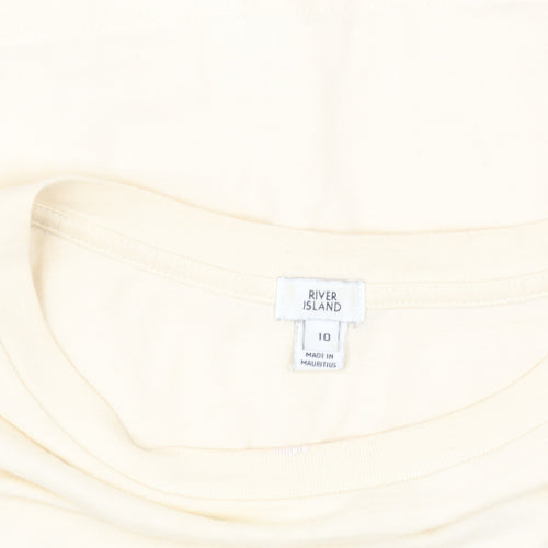 River Island Women's Beige Cropped T-Shirt Size 10