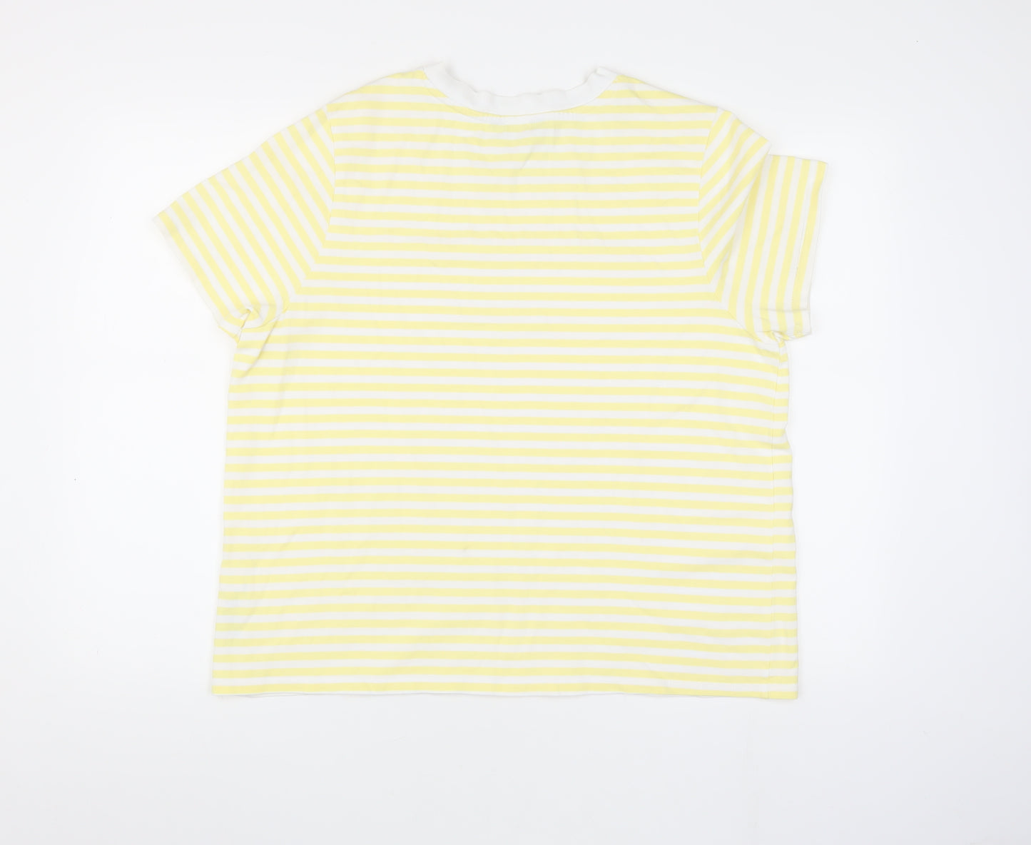 Marks and Spencer Women's Yellow Striped T-Shirt Size 16