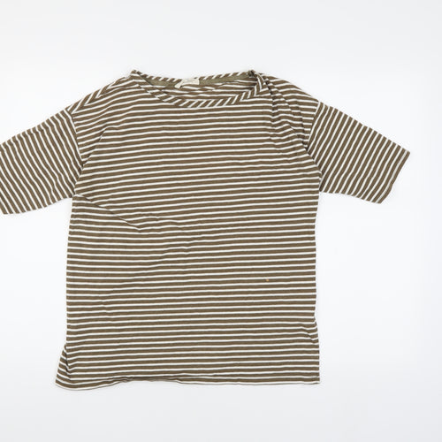 Thought Women's Brown Striped T-Shirt, Size 12