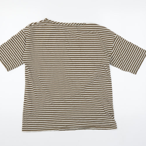 Thought Women's Brown Striped T-Shirt, Size 12
