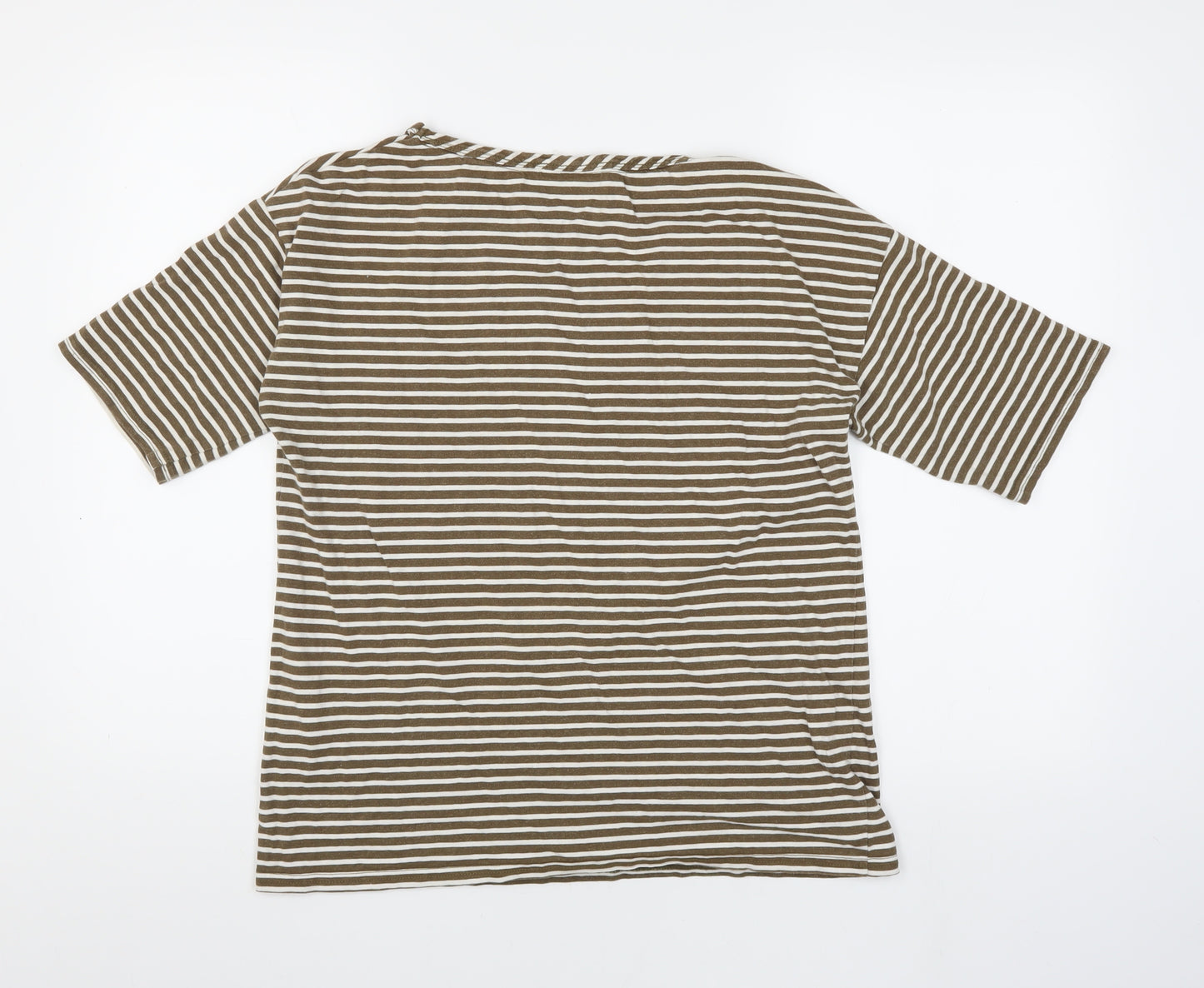 Thought Women's Brown Striped T-Shirt, Size 12
