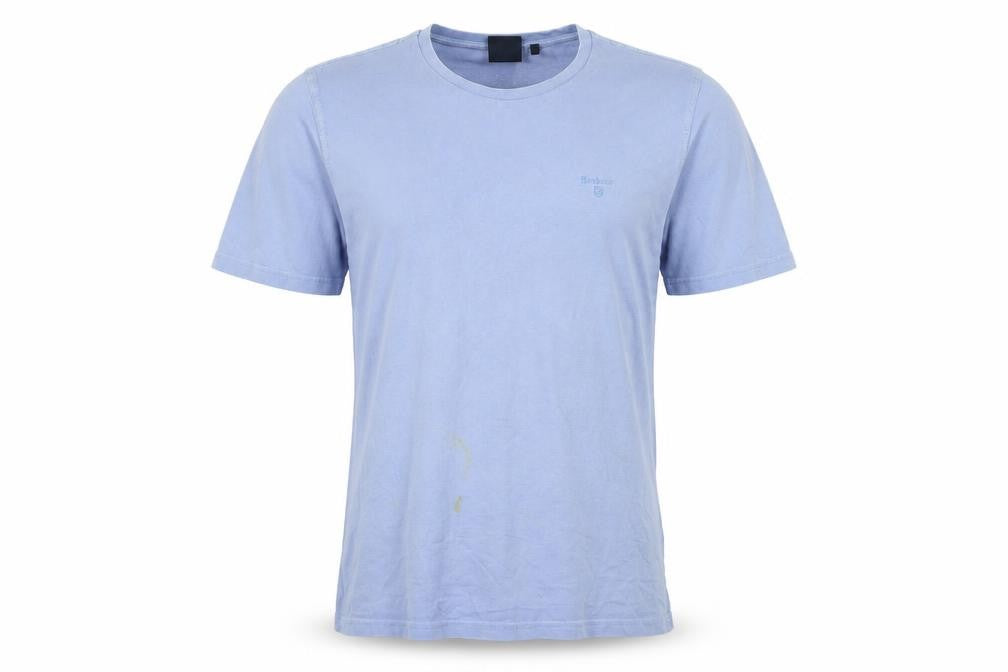 Front view of Barbour Men’s Blue T Shirt Size Medium