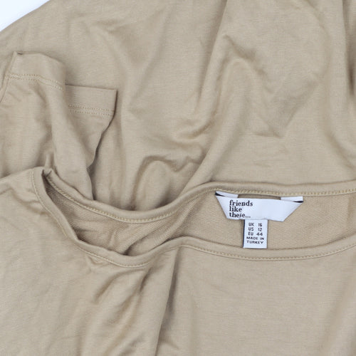 Friends Like These Beige Women's 3/4 Sleeve T-Shirt, Size 16