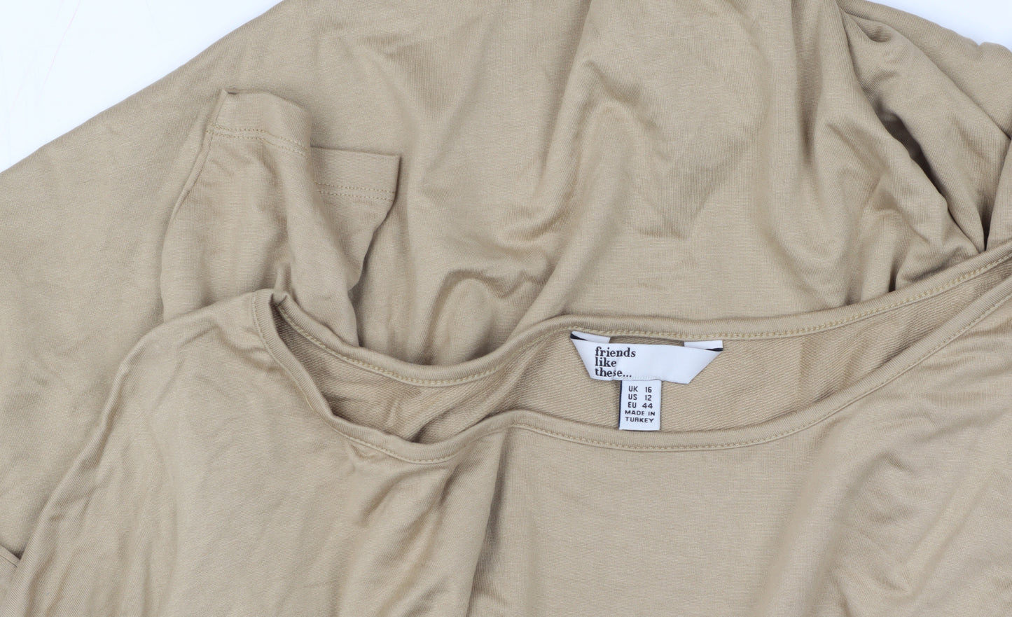 Friends Like These Beige Women's 3/4 Sleeve T-Shirt, Size 16