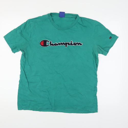 Champion Men’s Green Crew Neck Logo T-Shirt Size L